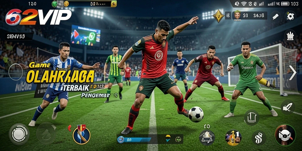 Screenshot utama 62VIP menampilkan aksi seru dalam permainan olahraga.