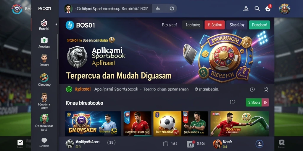 Menampilkan antarmuka aplikasi BOS01 saat memasang taruhan pada olahraga.
