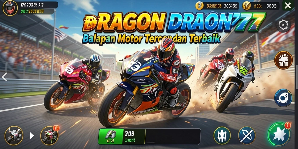 Tampilan gameplay balapan motor yang spektakuler di DRAGON777.