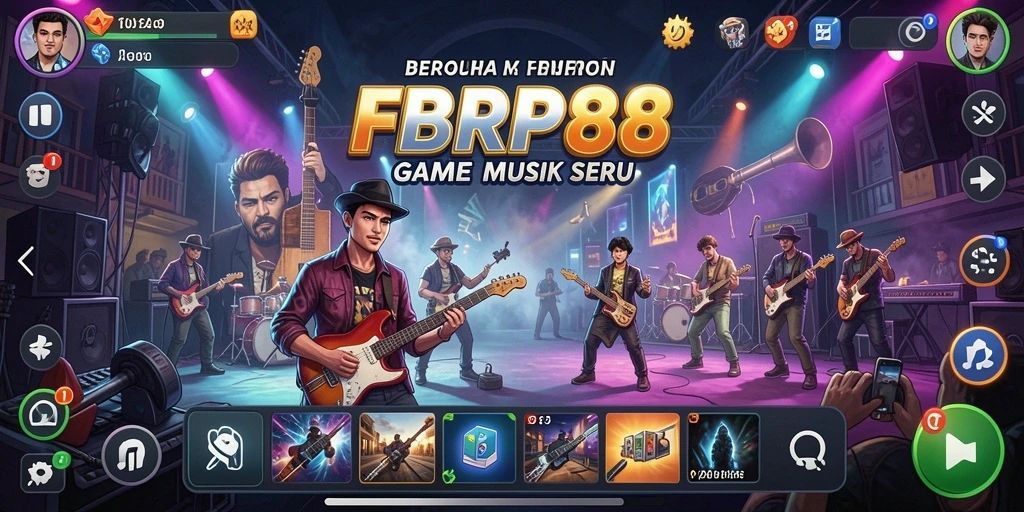 Screenshot utama FBRP88 menampilkan gameplay musik yang seru.