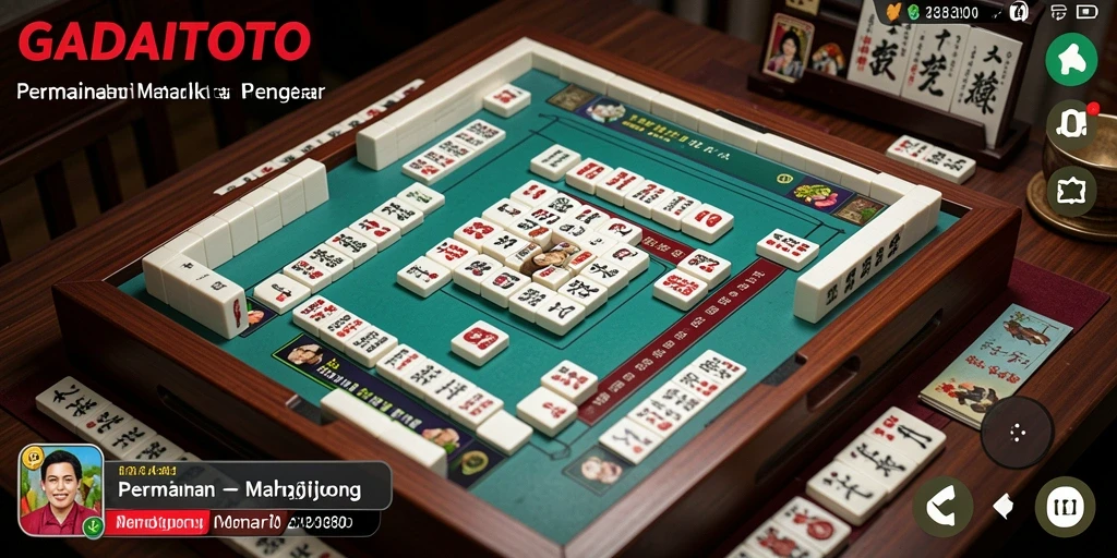 Screenshot GADAITOTO menampilkan ubin Mahjong yang berwarna-warni dalam gameplay.