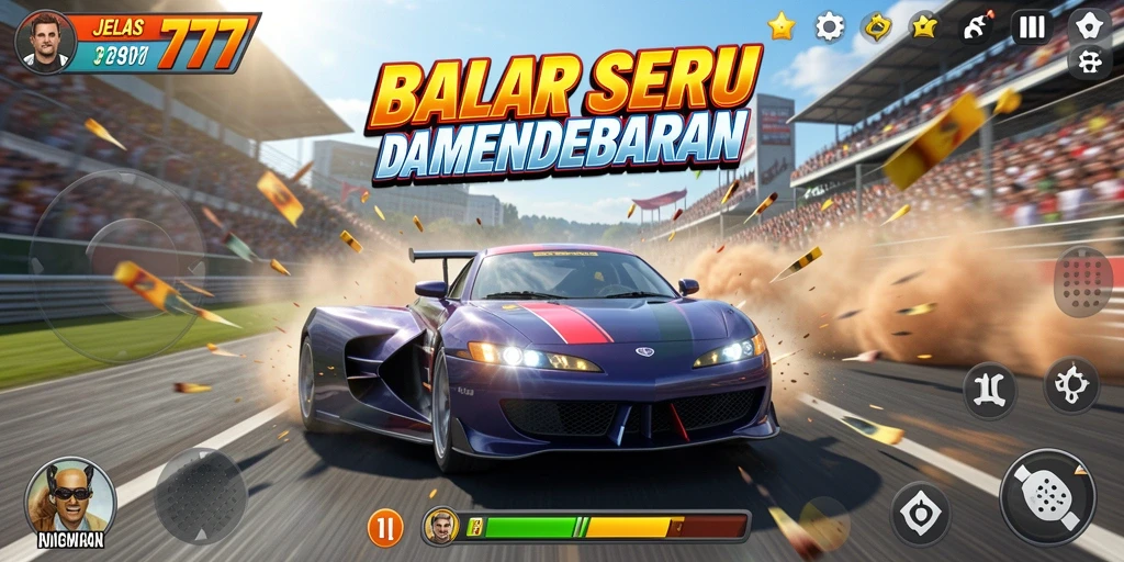 Tampilan menegangkan dari gameplay balap JELAS777.