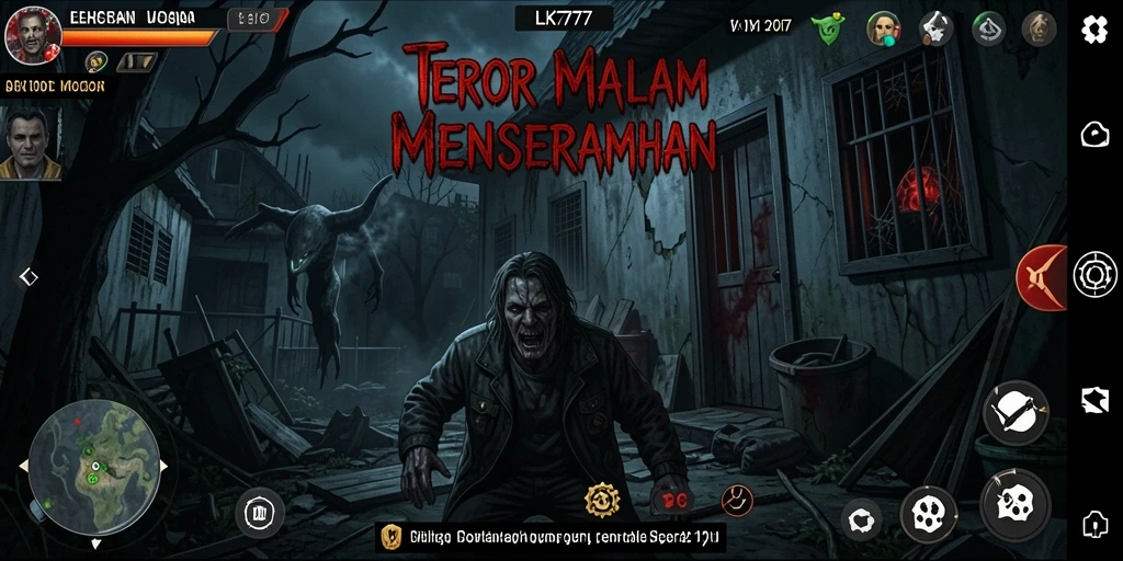 Screenshot gameplay LK777 menampilkan suasana horor yang mencekam.