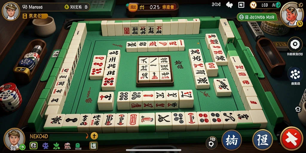 Tampilan gameplay menarik dari NEKO4D dalam permainan Mahjong.