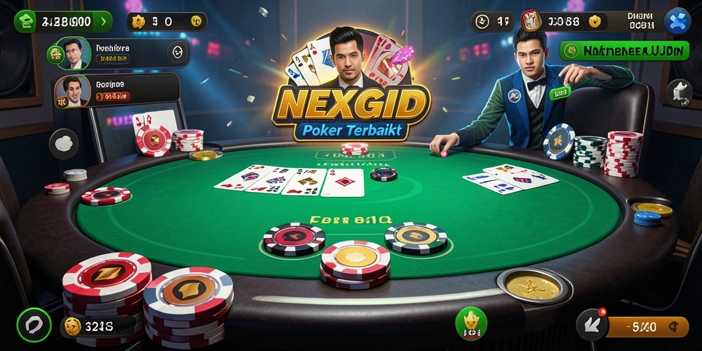 Screenshot gameplay NEXGID menampilkan suasana poker yang mendebarkan.