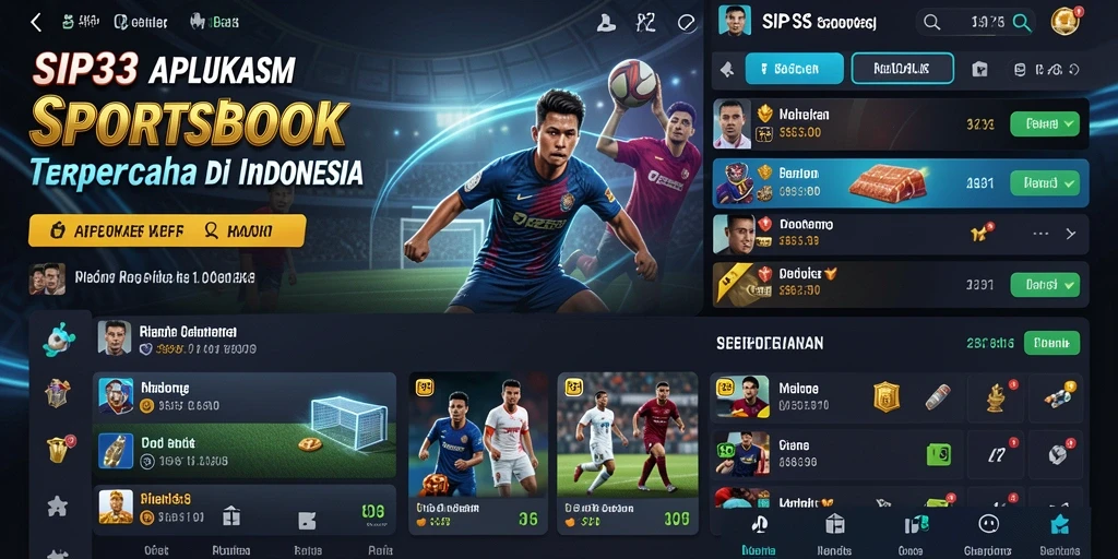 Tampilan utama SIP33 dengan berbagai opsi taruhan olahraga.