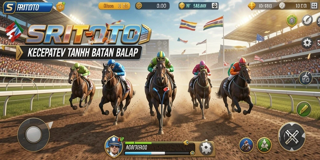 Screenshot gameplay SRITOTO menampilkan aksi balap mendebarkan di lintasan yang menantang.