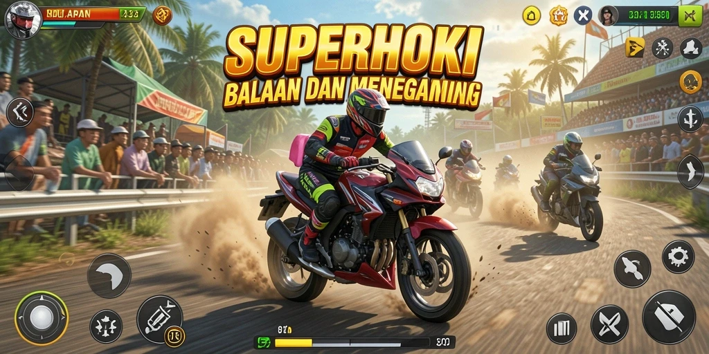 Tampak seru dari gameplay balapan motor di SUPERHOKI.
