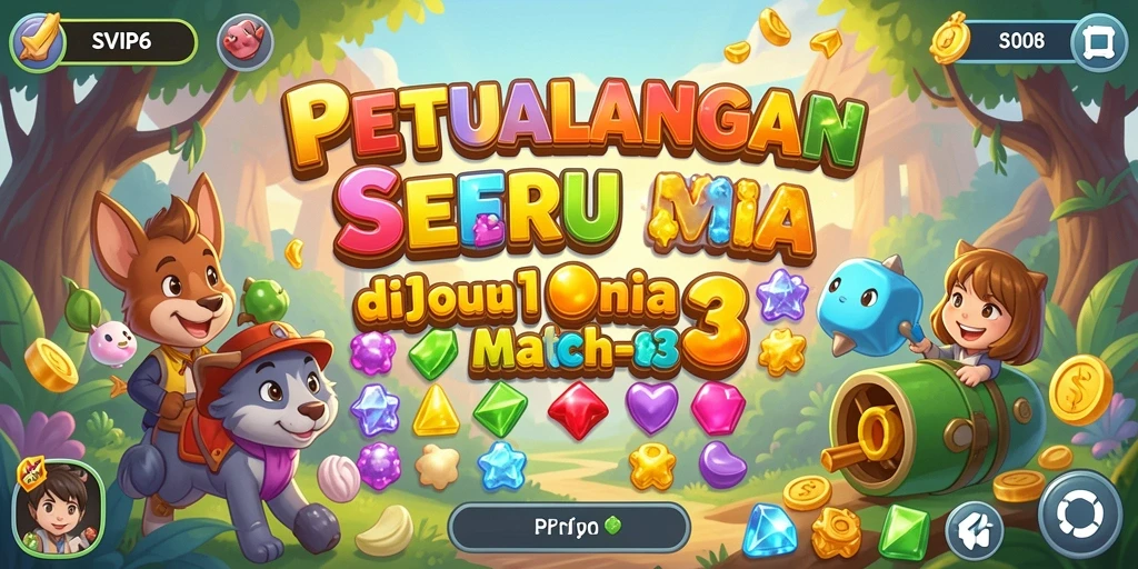 Tangkapan layar gameplay <strong>SVIP6</strong> menampilkan serunya mencocokkan objek dalam permainan Match-3.