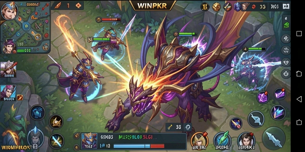 Screenshot gameplay WINPKR menampilkan strategi dan pertempuran seru.